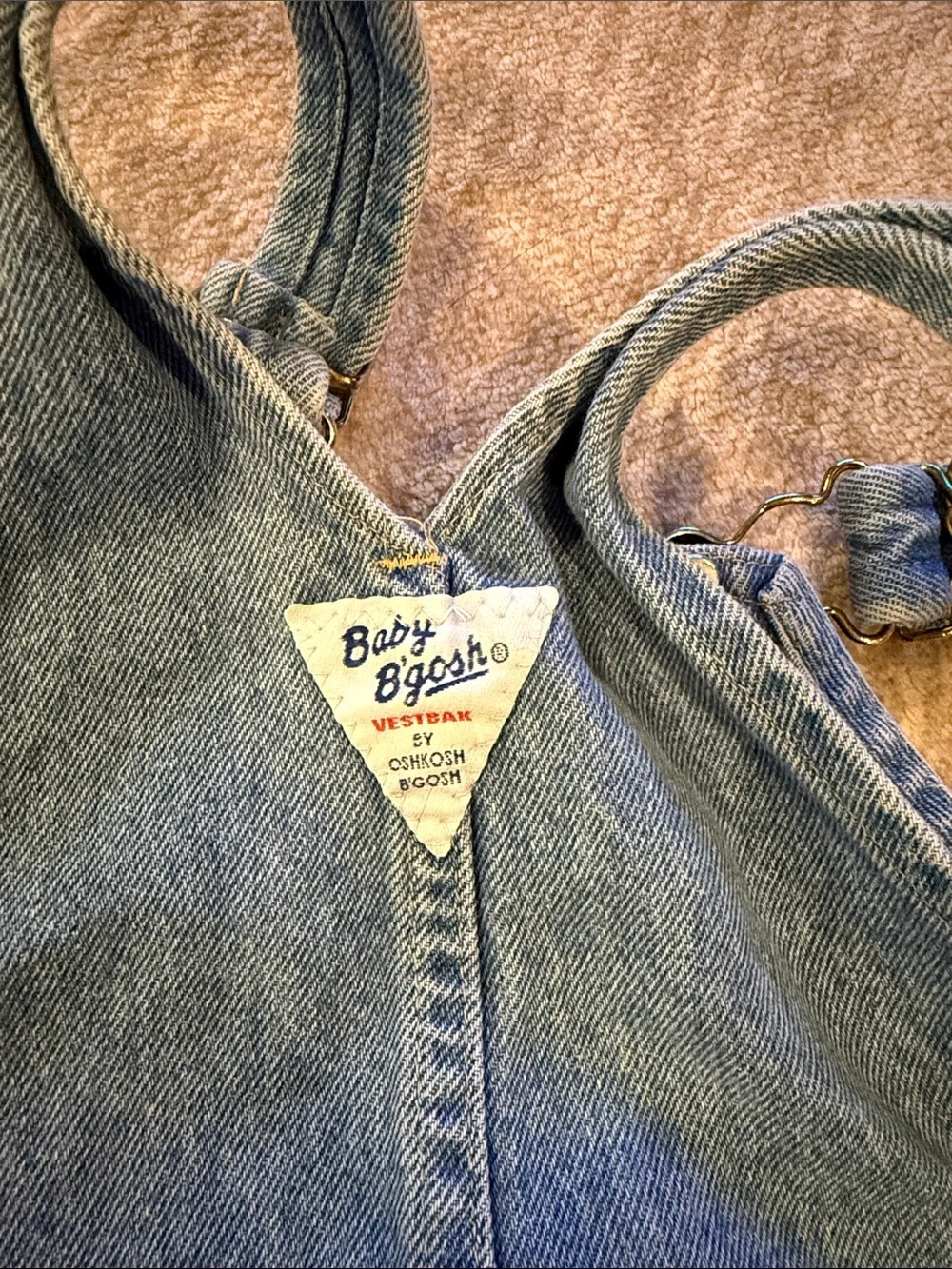 Vintage Baby B’gosh OshKosh Denim Overalls 18M Light Wash Snap Leg Romper